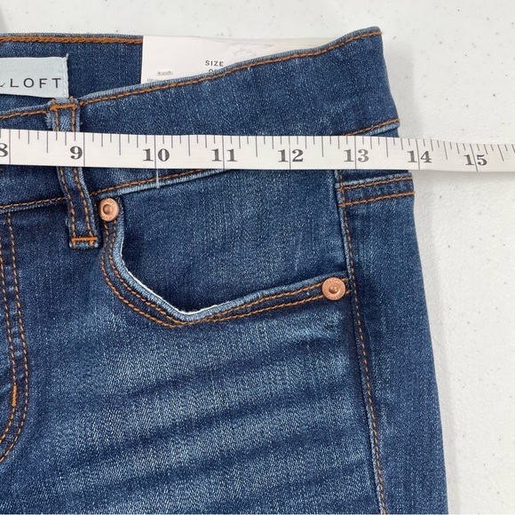 NWT Loft Modern Skinny Crop Tapestry Cuff Pockets Button Zip Dark Wash Jeans - Picture 9 of 11
